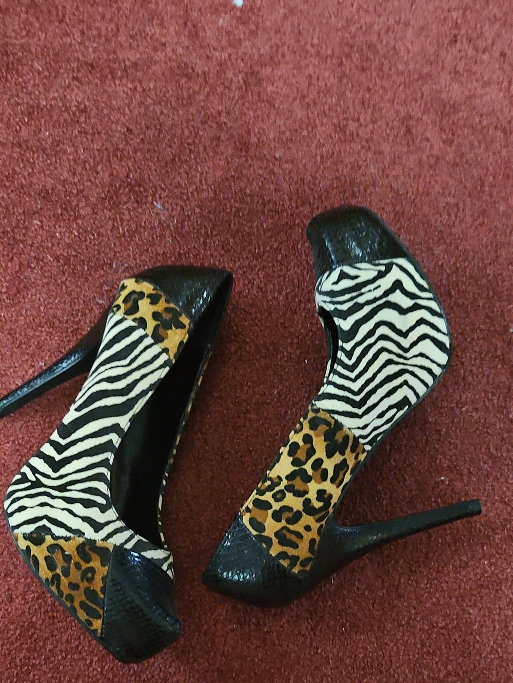 Black Zebra & Leopard Print High Heel Pumps